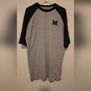 Varsity Gray and Black Short Sleeve Tee Michigan